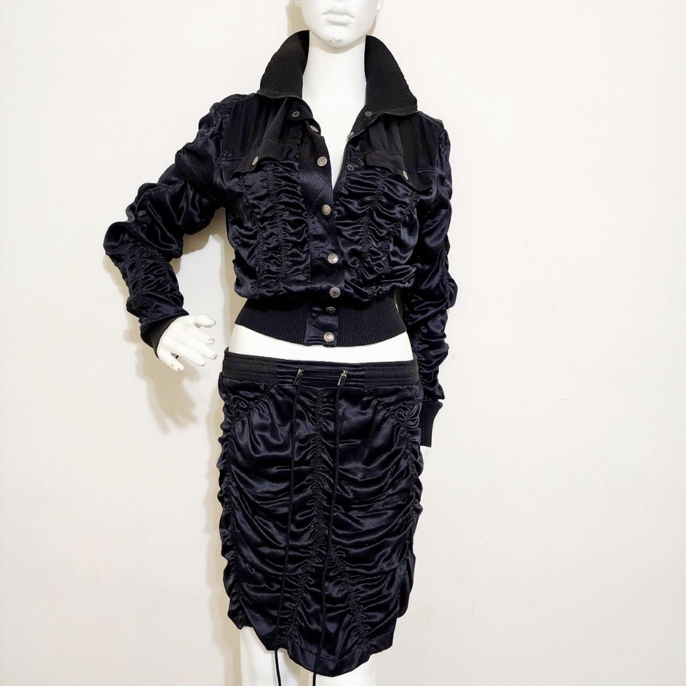 Rare Christian Dior Fall 2003 Ruched Silk Set sz 38 FR / Small